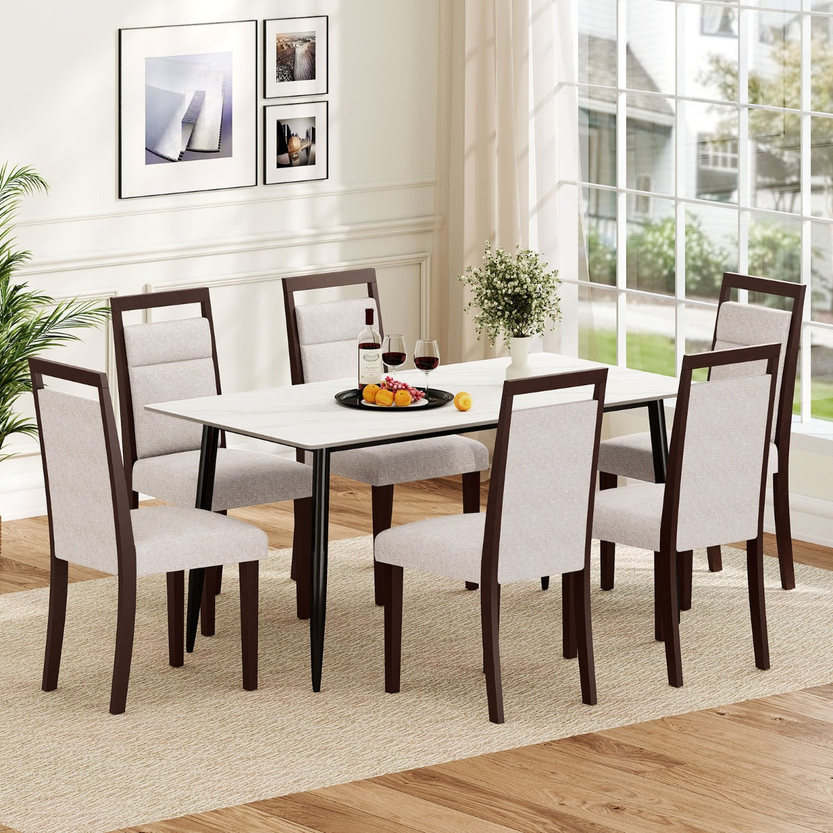 pack – stoppade matsalsstolar Köksstol med sits och lutbart ryggstöd – 2 – Beige