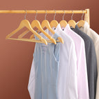 Houten kleerhangers - Set van 50 - Massief hout - Natuurlijke kleur