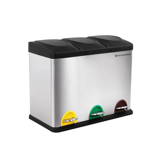 Prullenbak met 3 x 15 L compartimenten – Uitneembare binnenemmers – Geurbeheersing