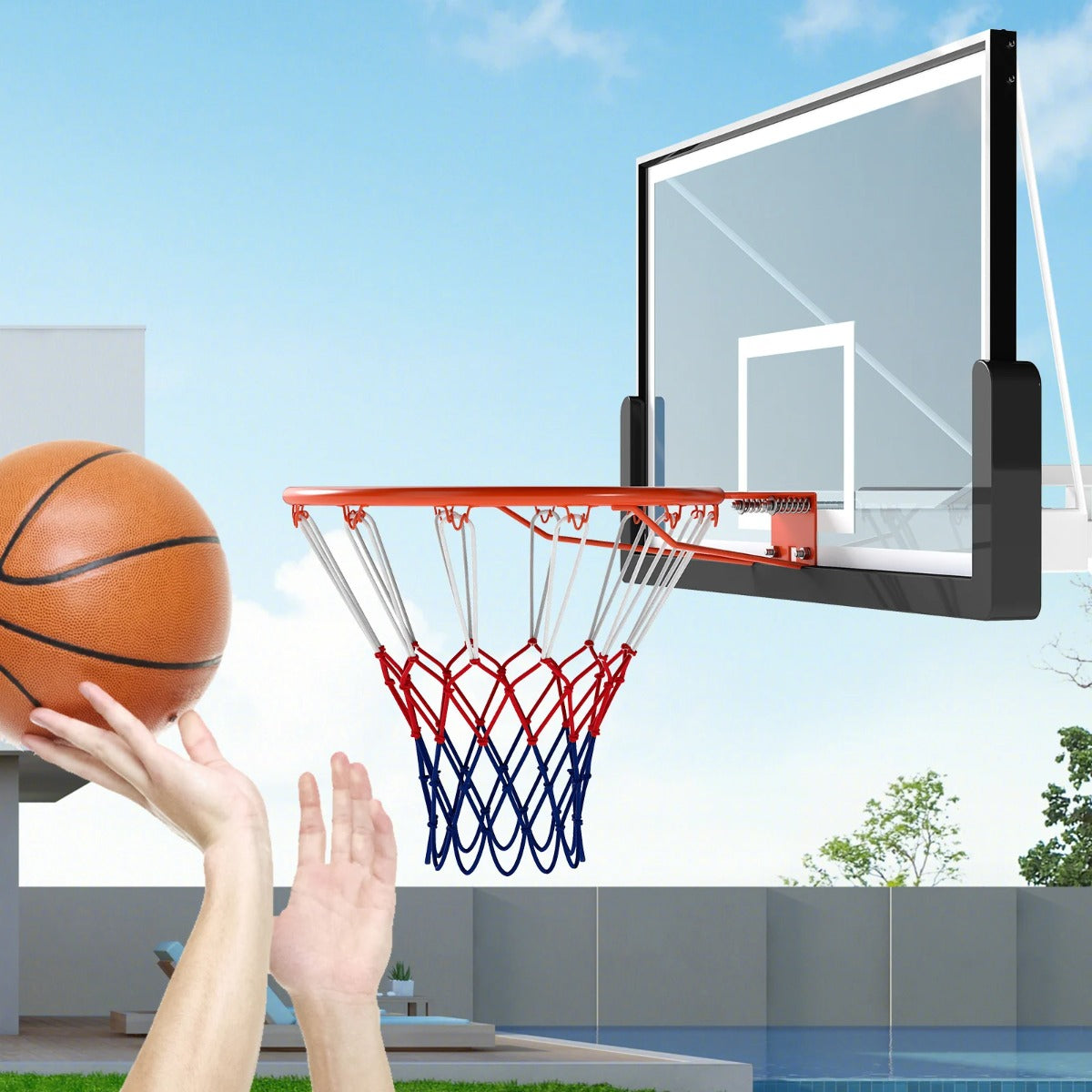 Standard – basketkorg med nät Mini för väggmontering – Ø 45 cm – Orange