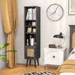 Rattanskåp – bokhylla med hyllor och rattandörr kommod Boho stil – 4 – Svart