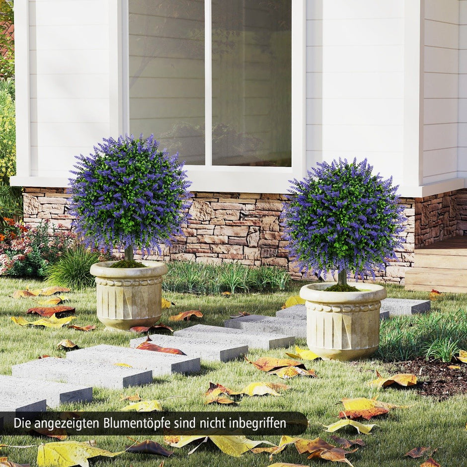 stycken – konstväxt med lavendeltträd i och buxbomblad konstträd kruka – 2 58 cm – Lila