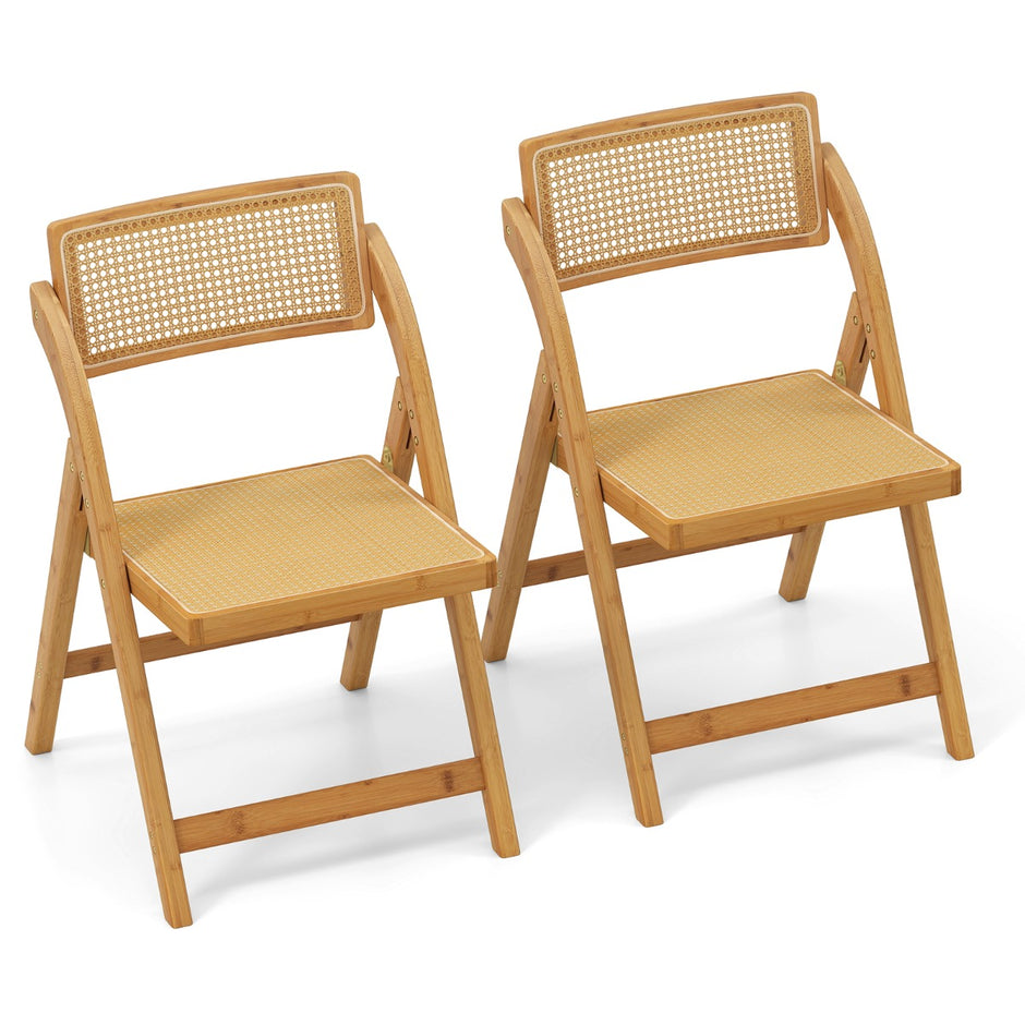 pack – Rattan Fällstolar med bamburam Kökstolar i Boho stil bärförmåga – 2 150 kg – Natur