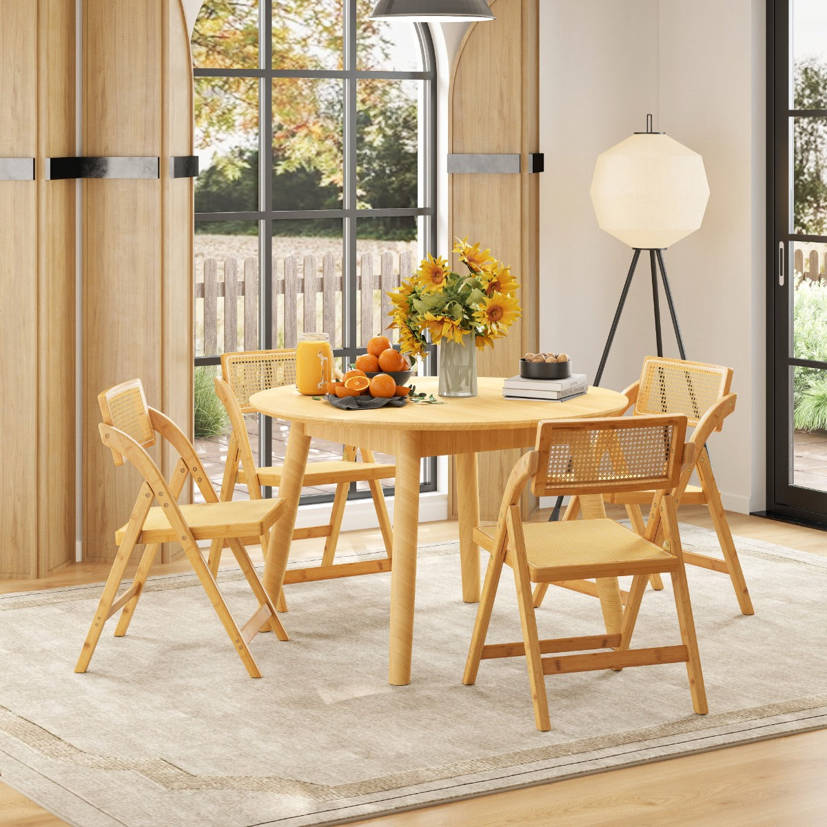 pack – Rattan Fällstolar med bamburam Kökstolar i Boho stil bärförmåga – 2 150 kg – Natur