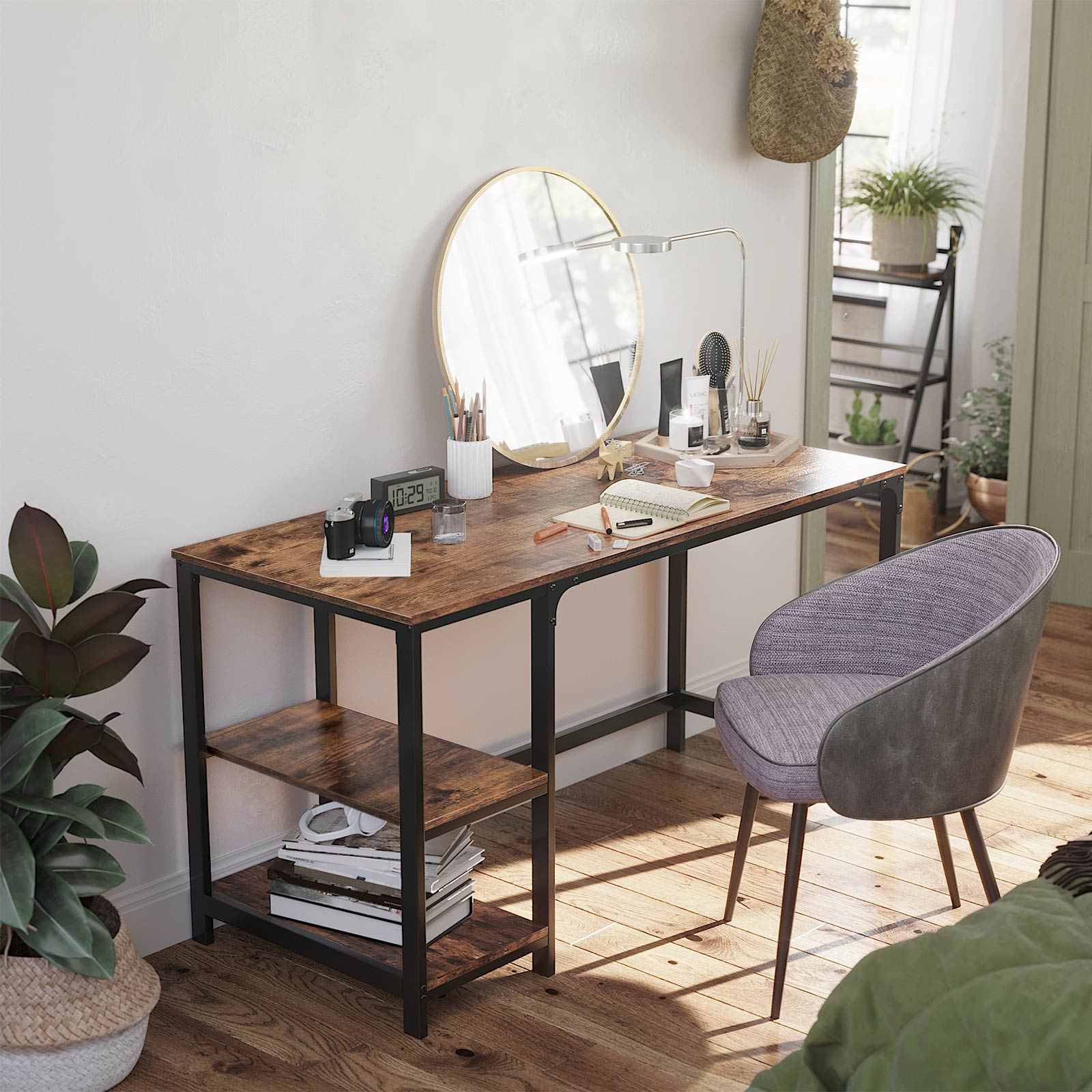 Bureau - PC-tafel met 2 legplanken - Links of rechts monteerbaar - 120 x 60 x 75 cm