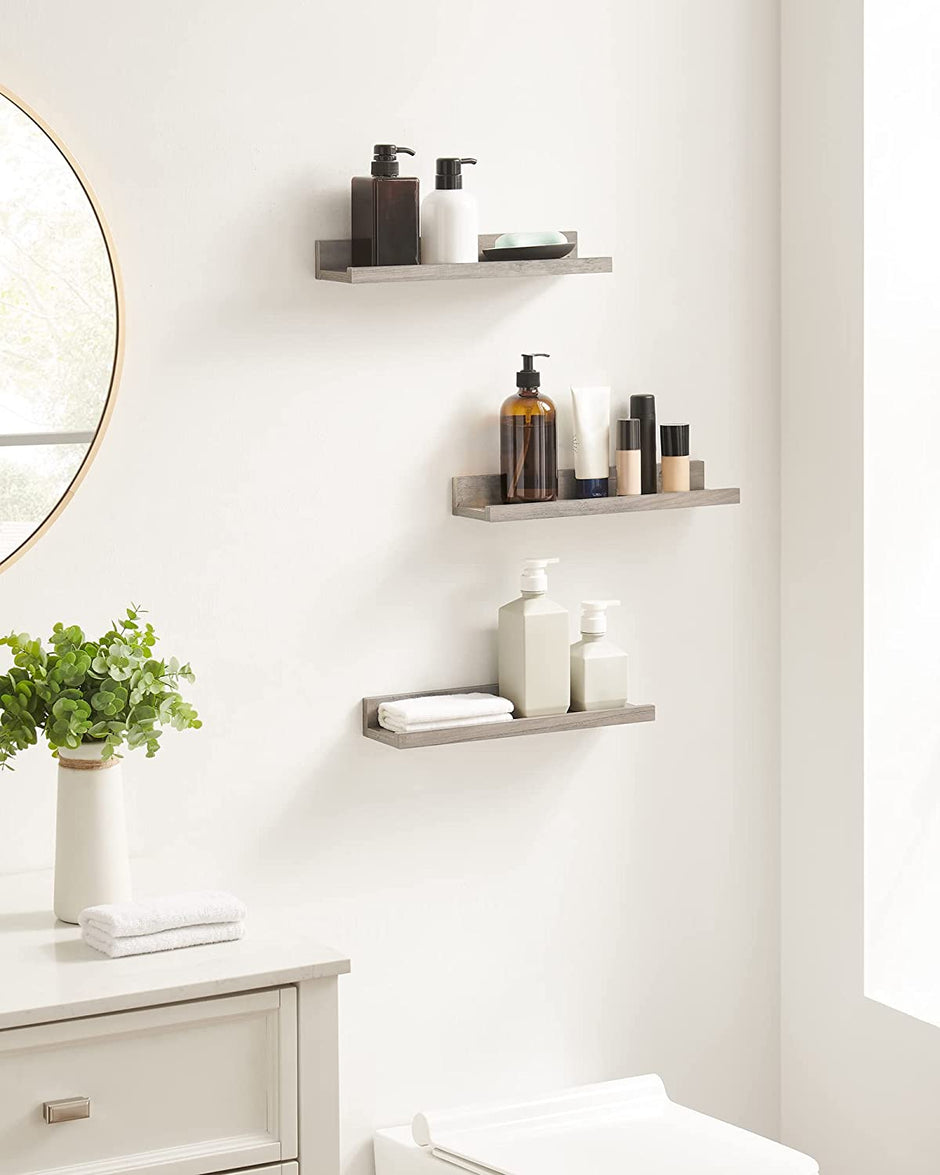 Wandplank Set van 3 – Zwevend en decoratief – Grijs