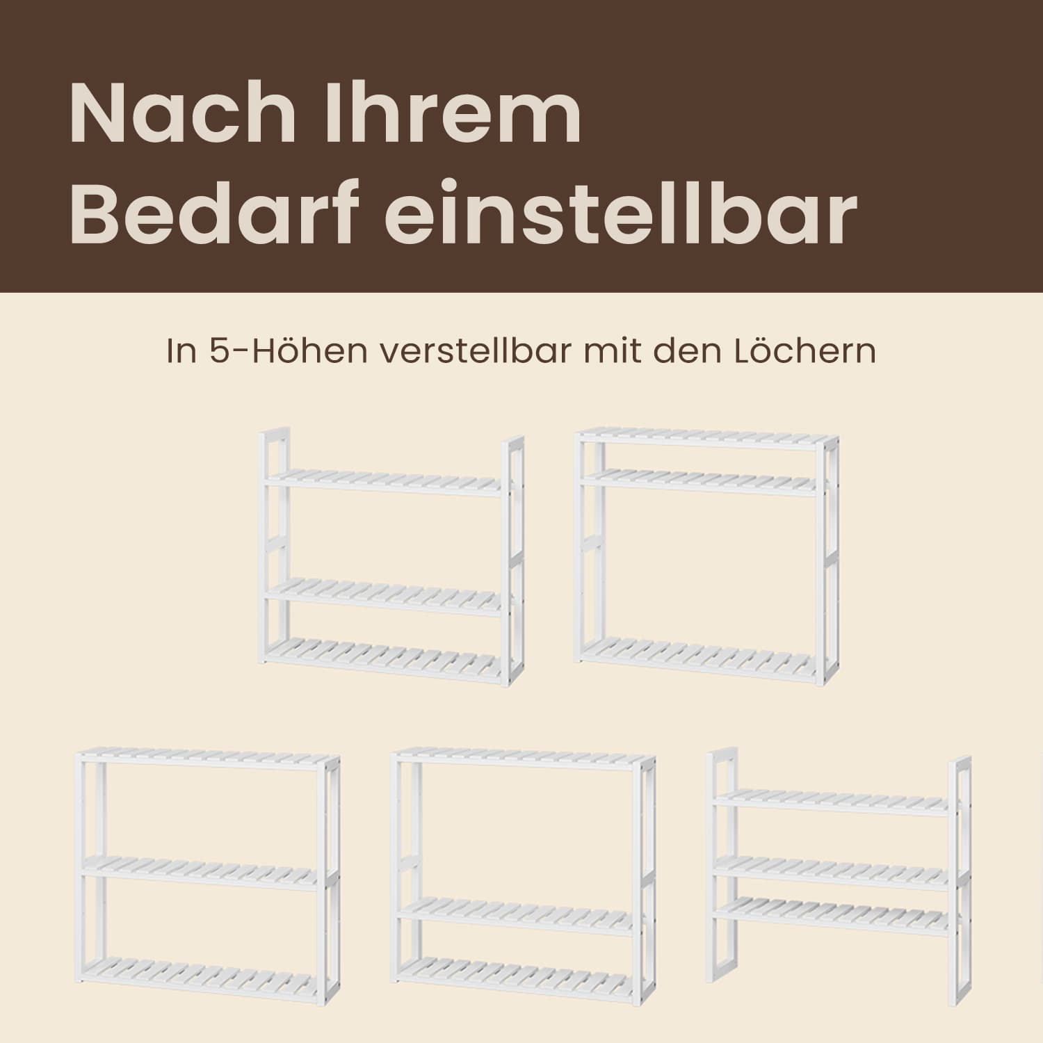 Badkamerplank, badkamerplank, plantenplank met 3 verstelbare planken