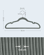 Kledinghangers - Fluwelen kleerhangers - Set van 30 stuks - Antislip - Draaibare haak - Grijs