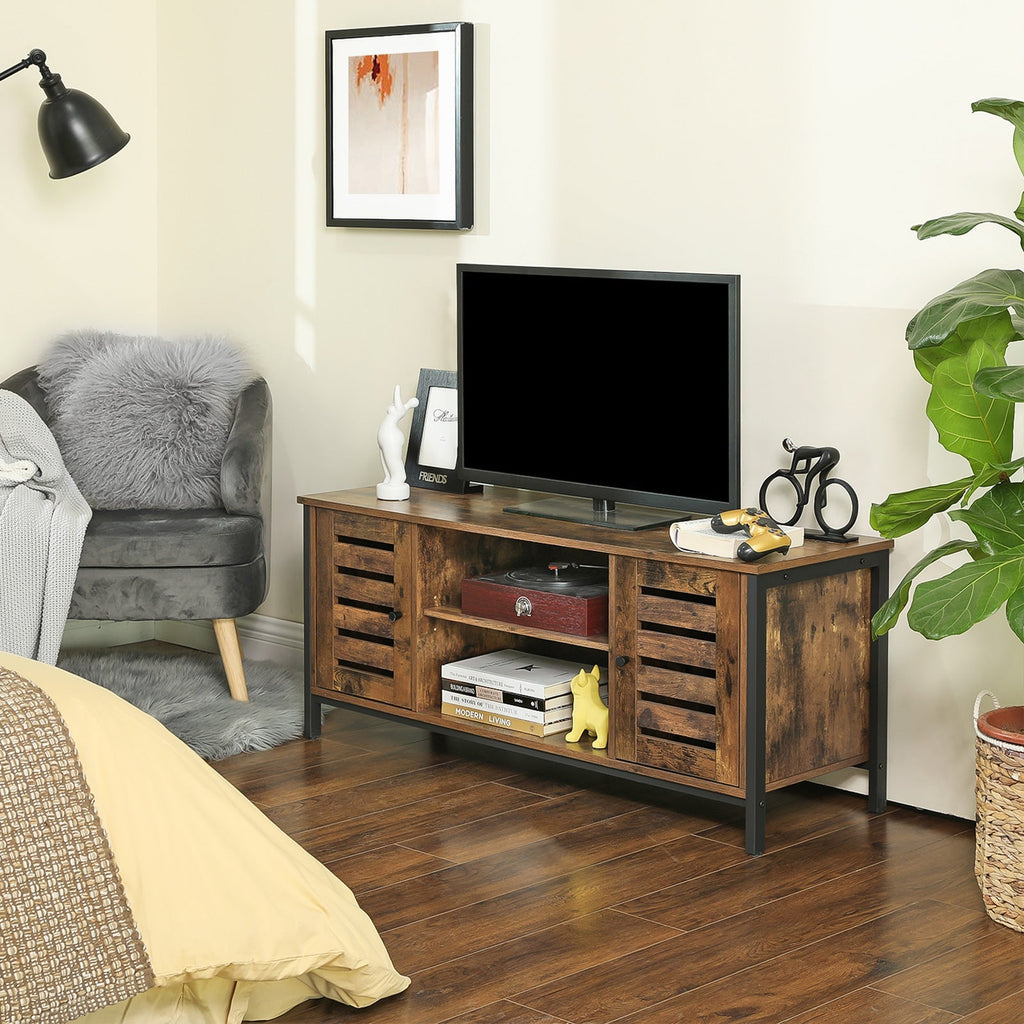 TV-meubel - Salontafel - Met 2 kasten en 2 planken - Donkerbruin