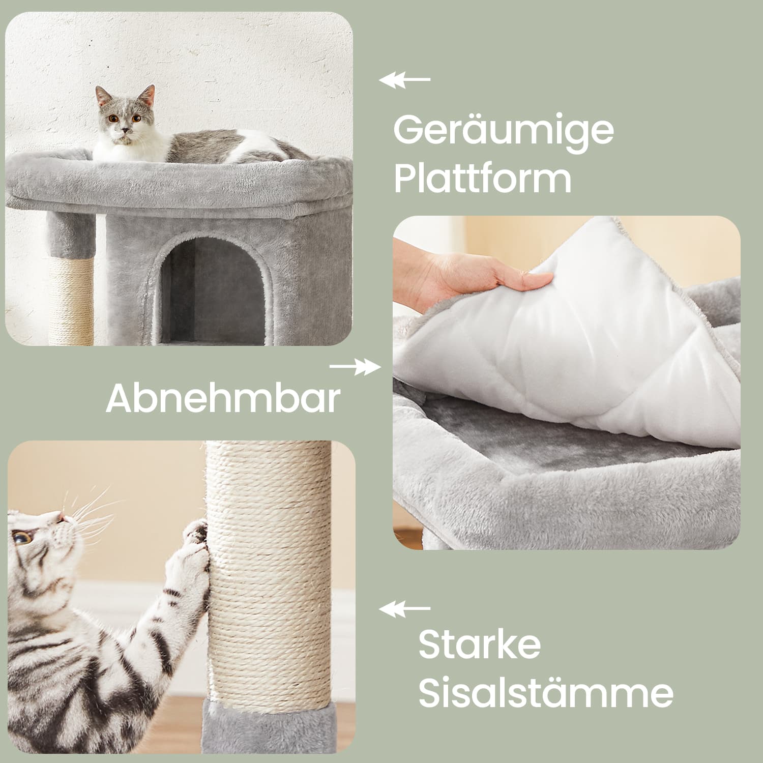 84 cm hoge krabpaal, krabpaal voor grote katten, groot uitkijkplatform