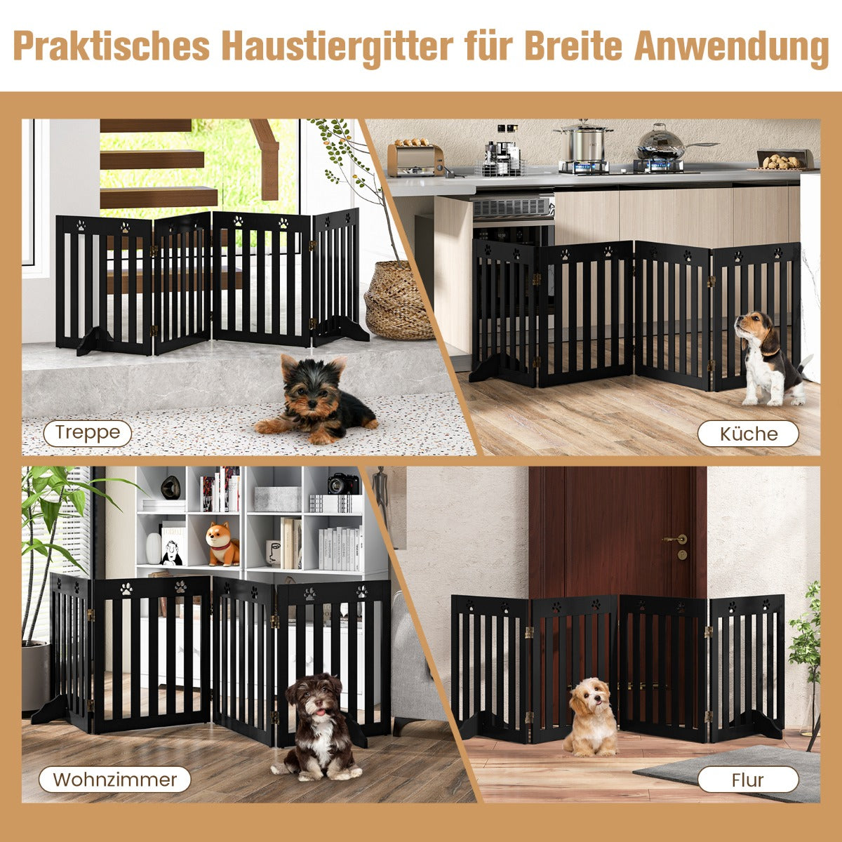 paneler – Hundspärrport Vikbar trappgrind – 4 203 x 60 x 1,5 cm – Brun