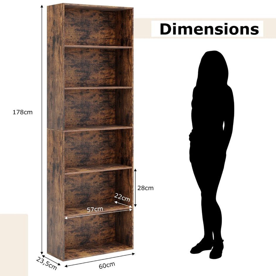 Bokhylla – med Kippskydds set Fristående Ställhylla Visning – 2 178 cm – Brun
