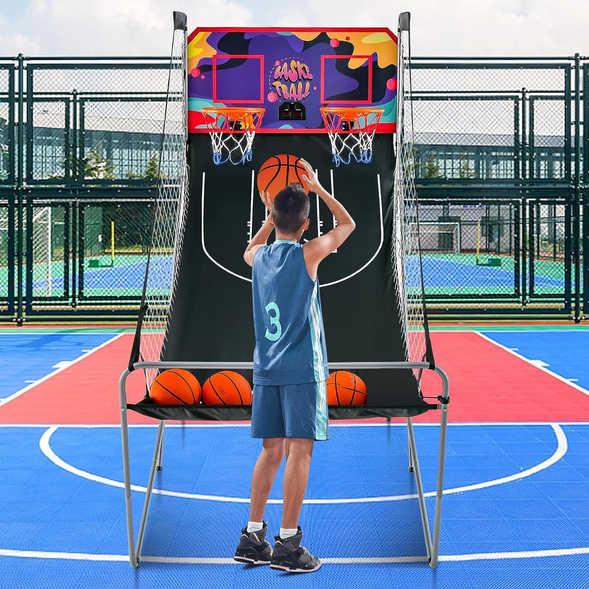 Basketballautomat – Fällbart Arcade spel med korgar – 2 – Svart