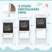Barn – H höjdjusterbar tavla med whiteboard och magnetisk Fällbar staffli – Vit