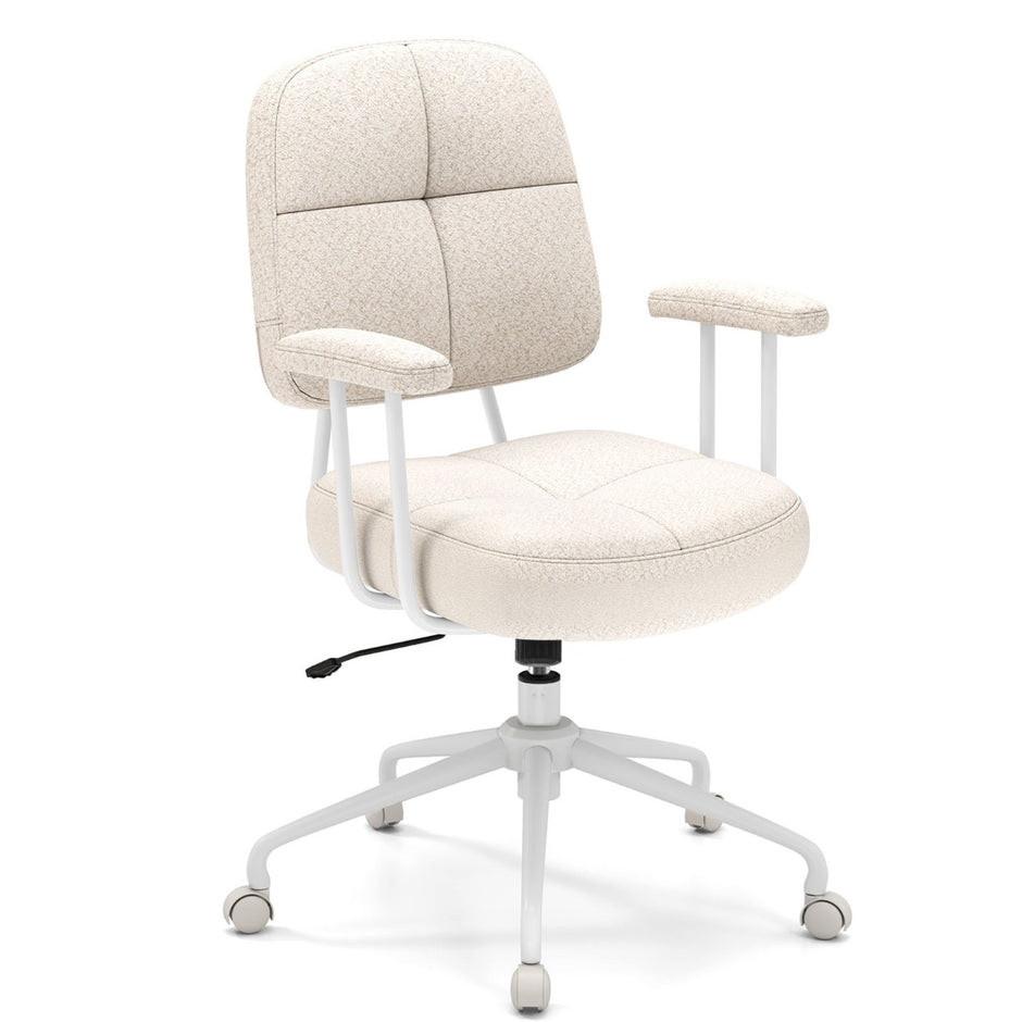Ergonomisk – kontorsstol med armstöd och hjul, vadderad datorstol i – Beige