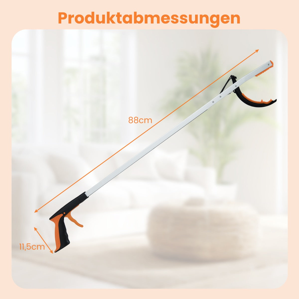 st – extra långa tångtrångare Trädgårdstång och sopuppsamlingspinne Lätt aluminiumklor – 4 88 cm – Silver
