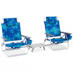 Set – Strandstolar Med Bord Vikbara Campingstolar Justerbart Ryggstöd Kokospalm – 2 – Ljusblå