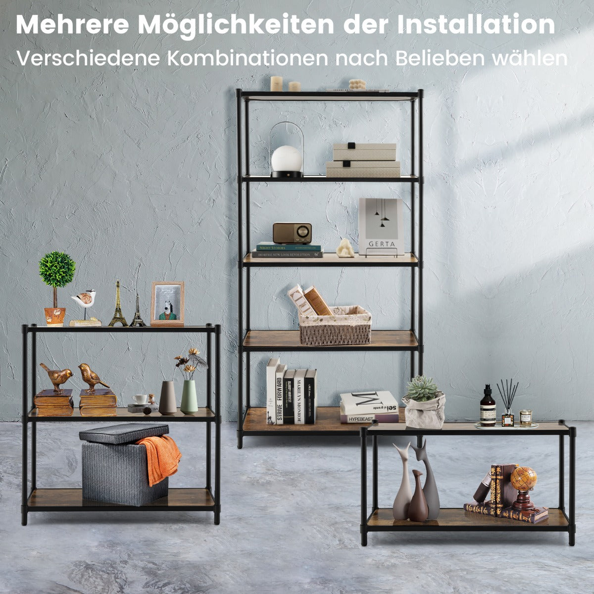 vånings – bokhylla Fristående förvaringshylla – 5 80 x 29 x 154 cm – Brun