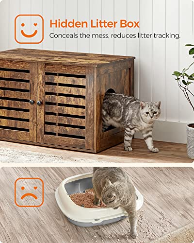 Kattenhuis – Met zij-ingang en deuren – Vintage bruin