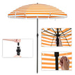 Strandparasol – Opvouwbaar – Ø 160 cm – Gestreept oranje/wit
