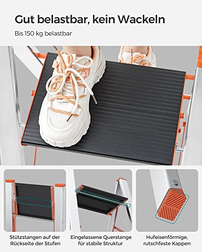 Vouwladder – 3 treden – Aluminium – Zilver