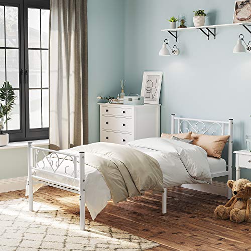 Eenpersoonsbedframe – Stalen constructie – Wit
