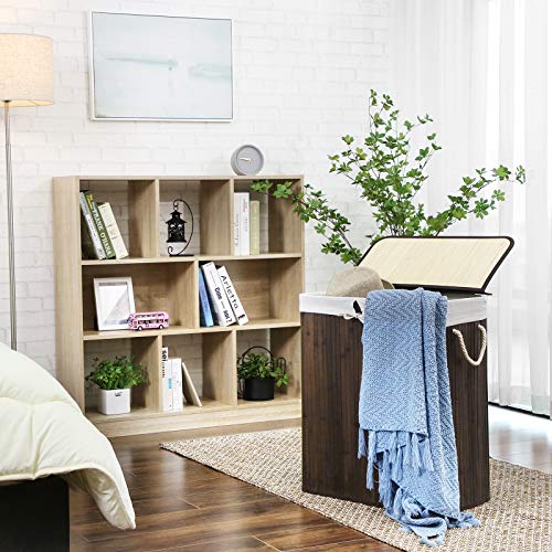 Wasmand – Bamboe wassorteerder met deksel en afneembare zak – Bruin