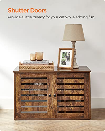 Kattenhuis – Met zij-ingang en deuren – Vintage bruin