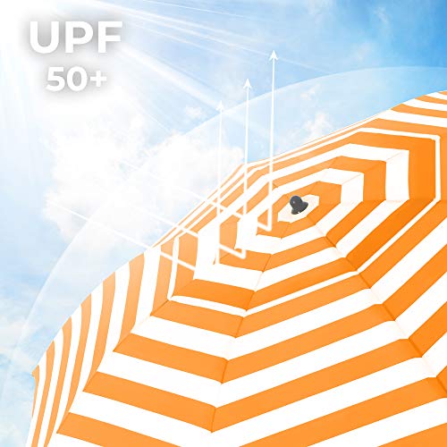 Strandparasol – Opvouwbaar – Ø 160 cm – Gestreept oranje/wit