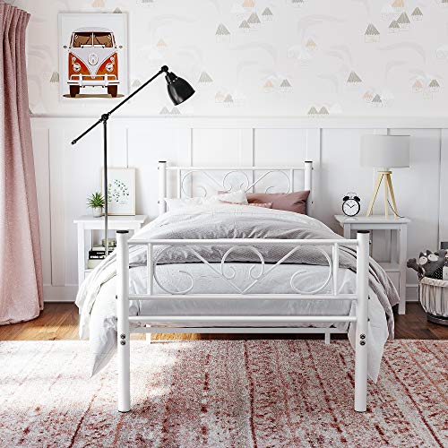 Eenpersoonsbedframe – Stalen constructie – Wit