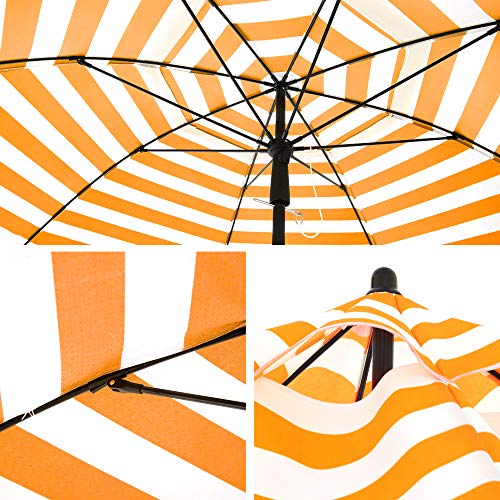 Strandparasol – Opvouwbaar – Ø 160 cm – Gestreept oranje/wit
