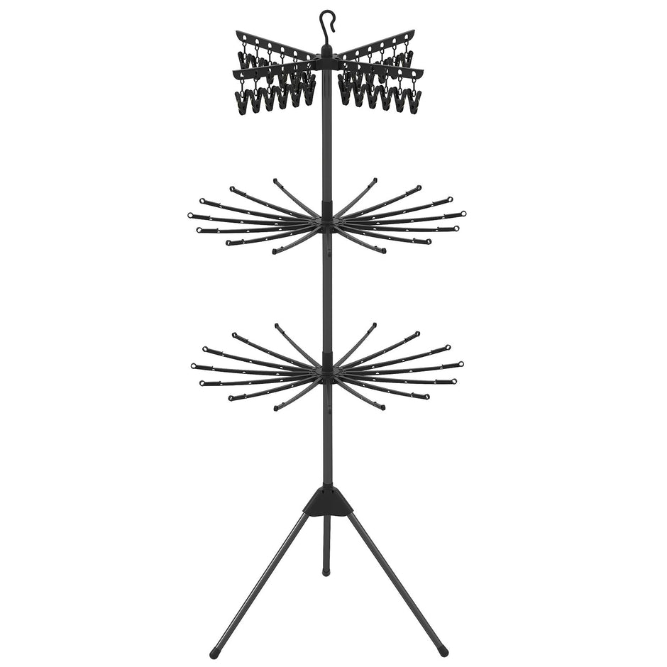 stegs – hopfällbar tvättställ fristående trebenstork med klipp och stänger – 3 178 cm 24 32 – Svart