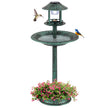 Fågelbad – med solarlampa och blomkruka fågelmatare fågelmatningsstation mat dispenser – Grön