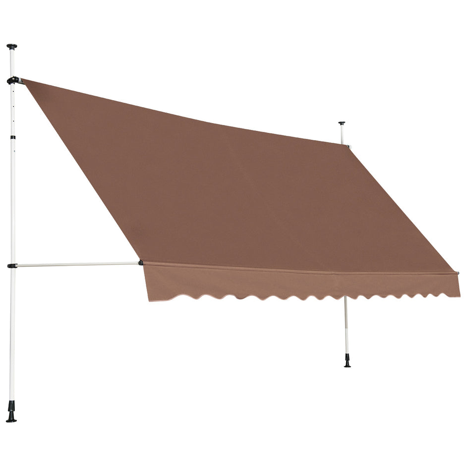 Klemmmarkis – bred balkongmarkis utan borrning UV beständig höjdjusterbar – 400 cm – Brun