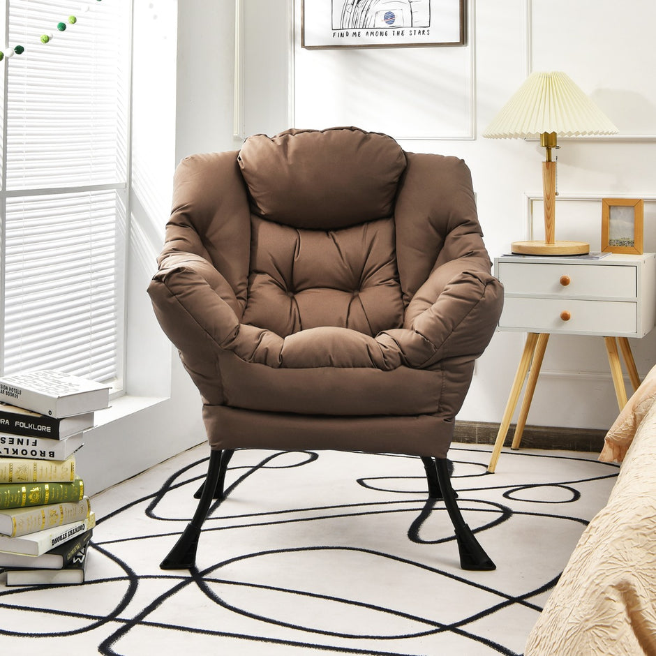 Polstret – fåtölj med armstöd och sidoficka Loungesoffa TV – Brun