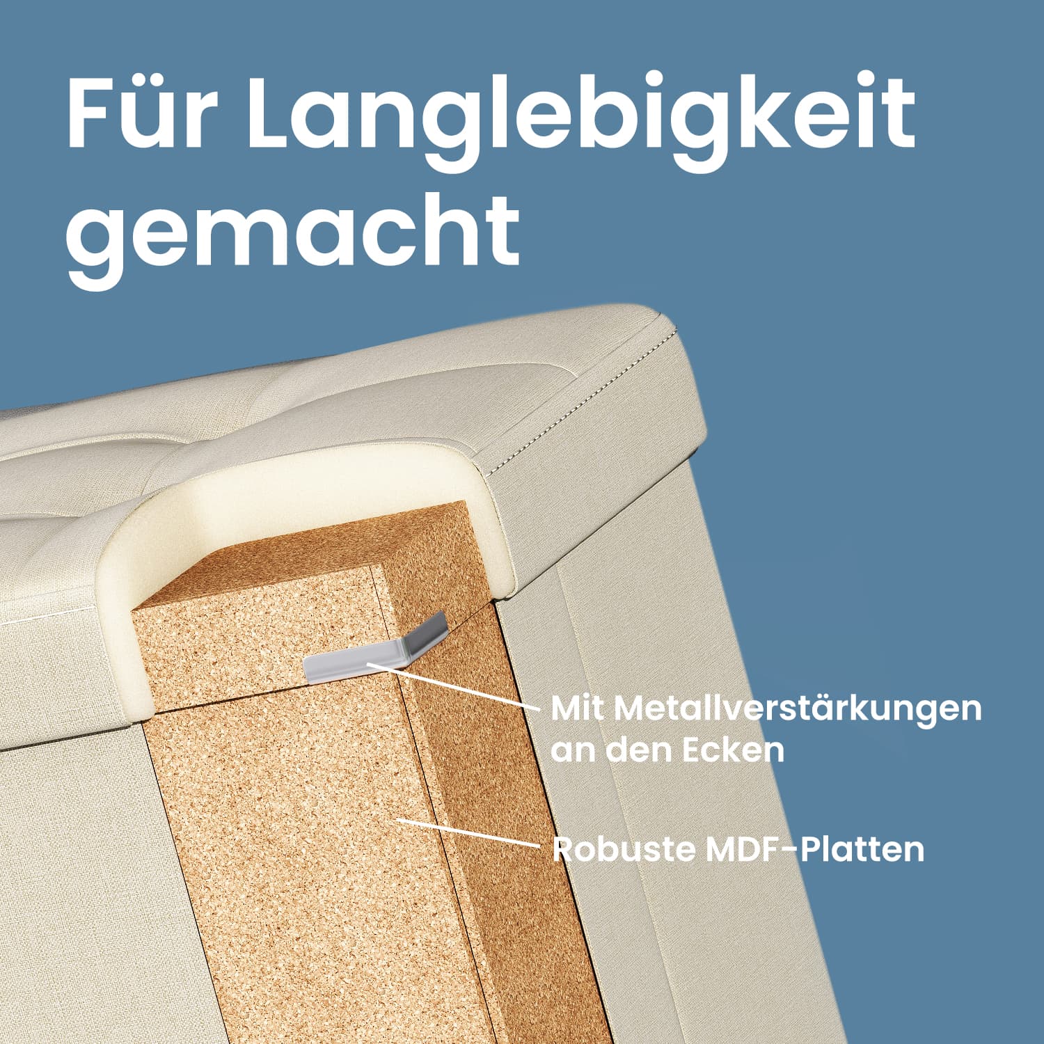 Bank met Opbergruimte – 38 x 110 x 38 cm – Zitkist – Groot Formaat