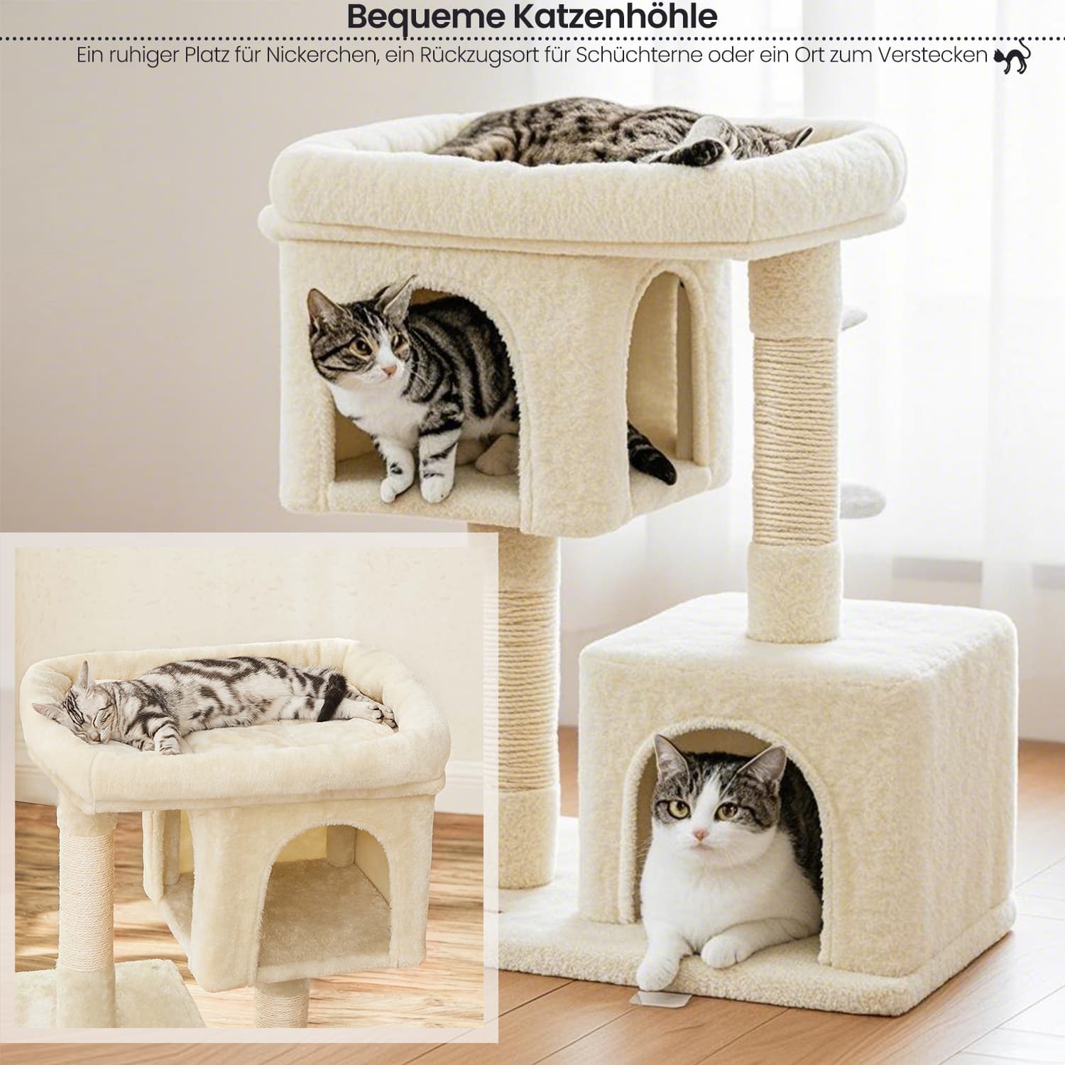 84 cm hoge krabpaal, krabpaal voor grote katten, groot uitkijkplatform