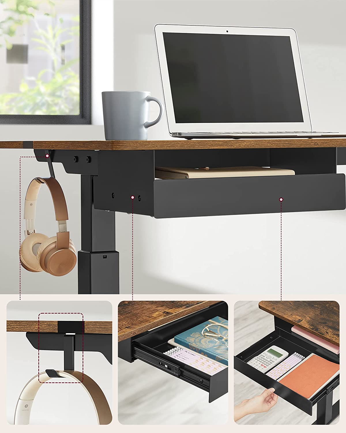 Elektrisch Bureau (Zit-Sta) – In hoogte verstelbaar (72-120 cm) – Met geheugenfunctie – 2× USB – 2× stopcontacten