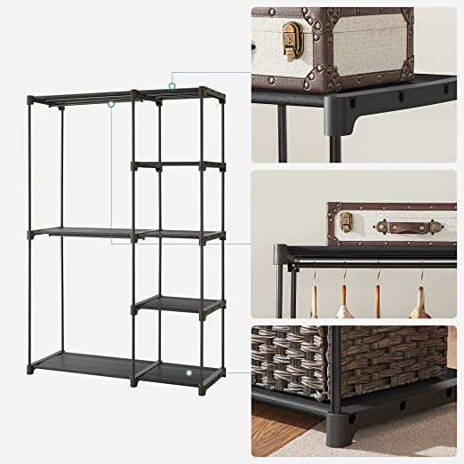 Garderobekast – Opvouwbaar met 2 kledingroedes – Zwart