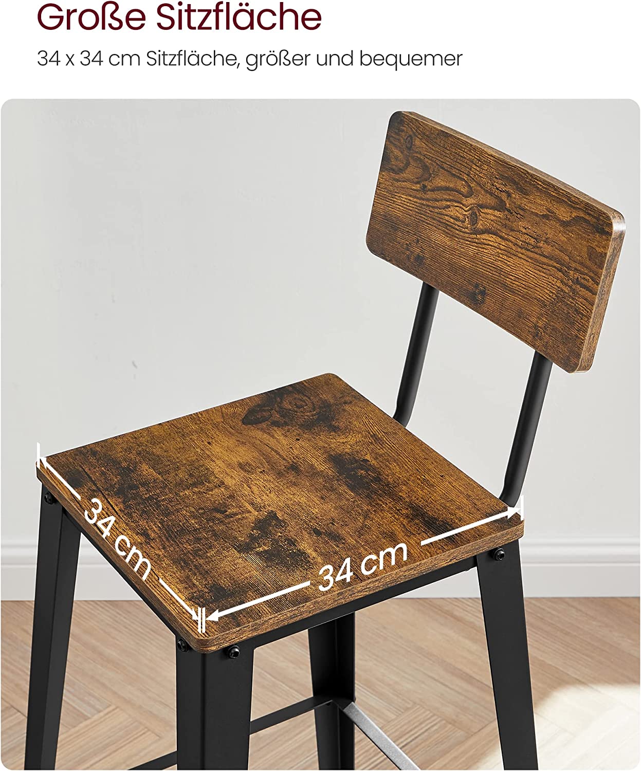 Barkruk – Industrieel ontwerp – Met rugleuning en voetensteun – Zithoogte 79 cm