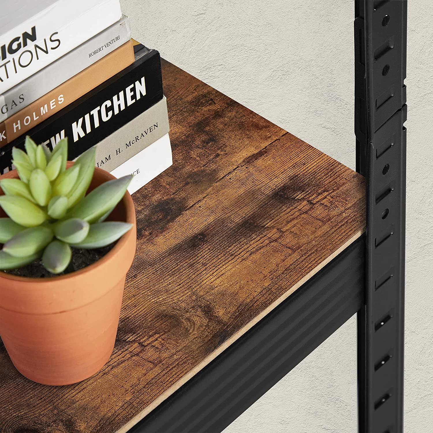 Opbergrekken – Set van 2 – 5 planken – Vintage bruin-zwart