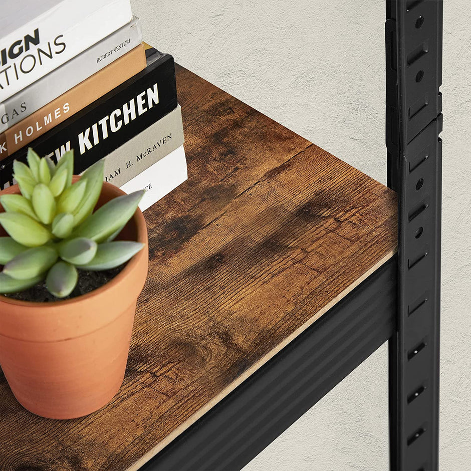 Opbergrekken – Set van 2 – 5 planken – Vintage bruin-zwart