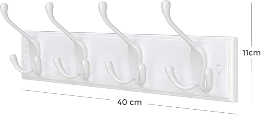 Wandkapstok – 4 drievoudige haken – Wit