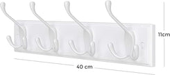 Wandkapstok – 4 drievoudige haken – Wit