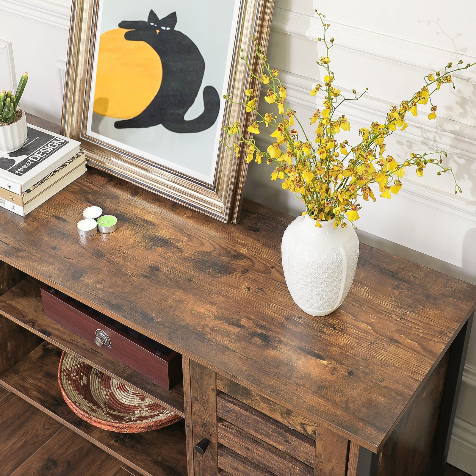 TV-meubel - Salontafel - Met 2 kasten en 2 planken - Donkerbruin