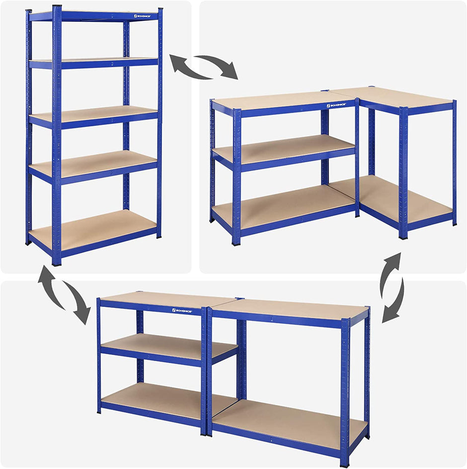 Stellingkast – 160 x 80 x 40 cm – voor 130 kg per plank – staal met poedercoating – set van 2