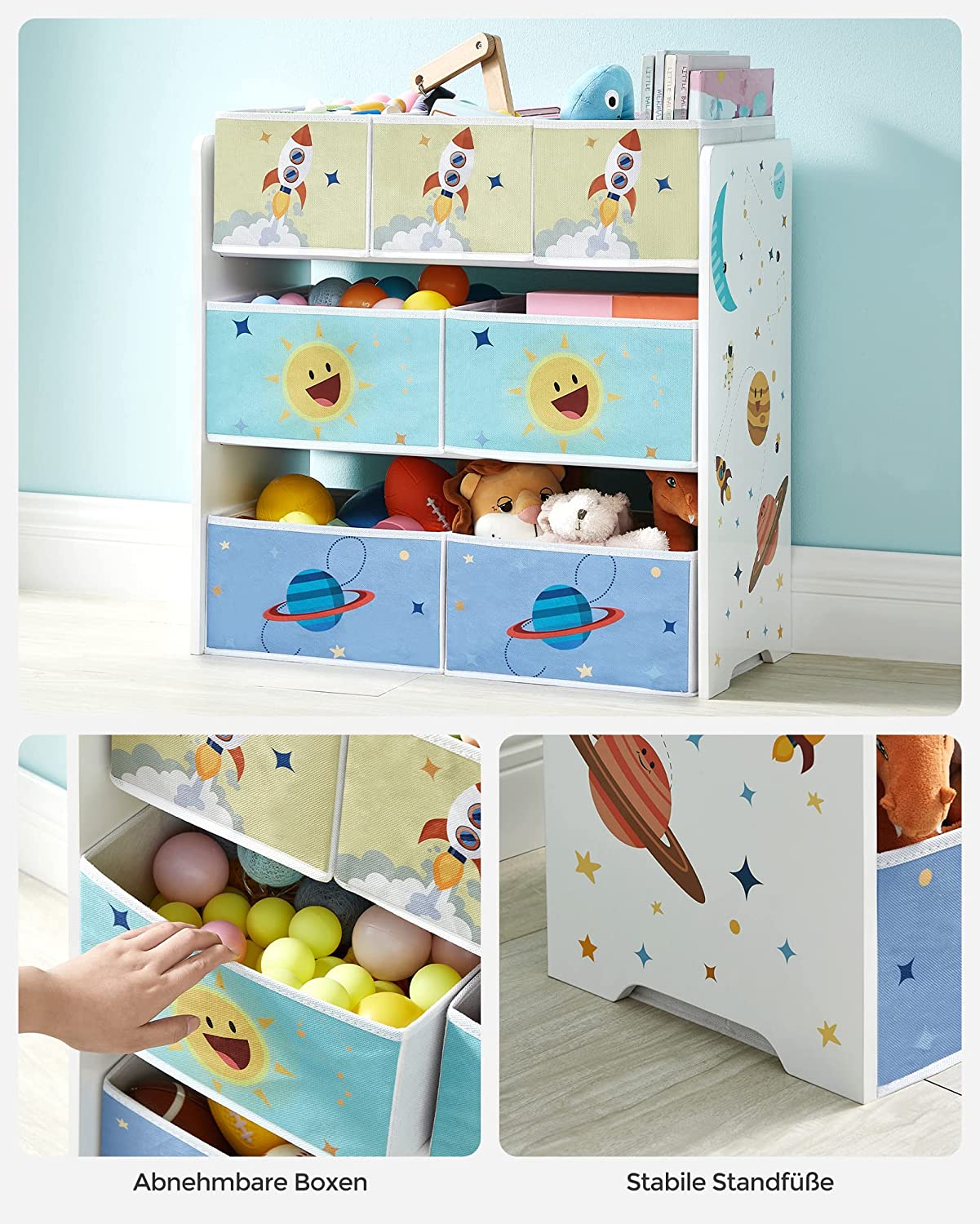 Speelgoedkast – Met 7 opbergdozen – Wit