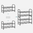 Schoenenrek – Stapelbaar met 2 legplanken – Zwart
