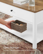 Salontafel – Met 2 grote laden – Walnootbruin en wit