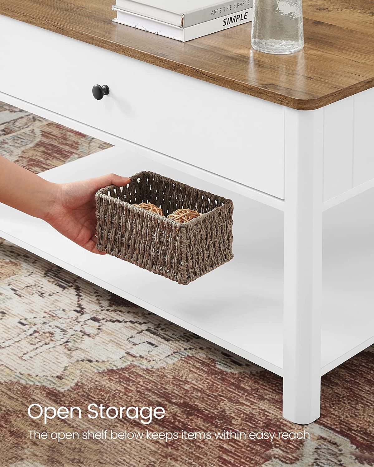 Salontafel – Met 2 grote laden – Walnootbruin en wit